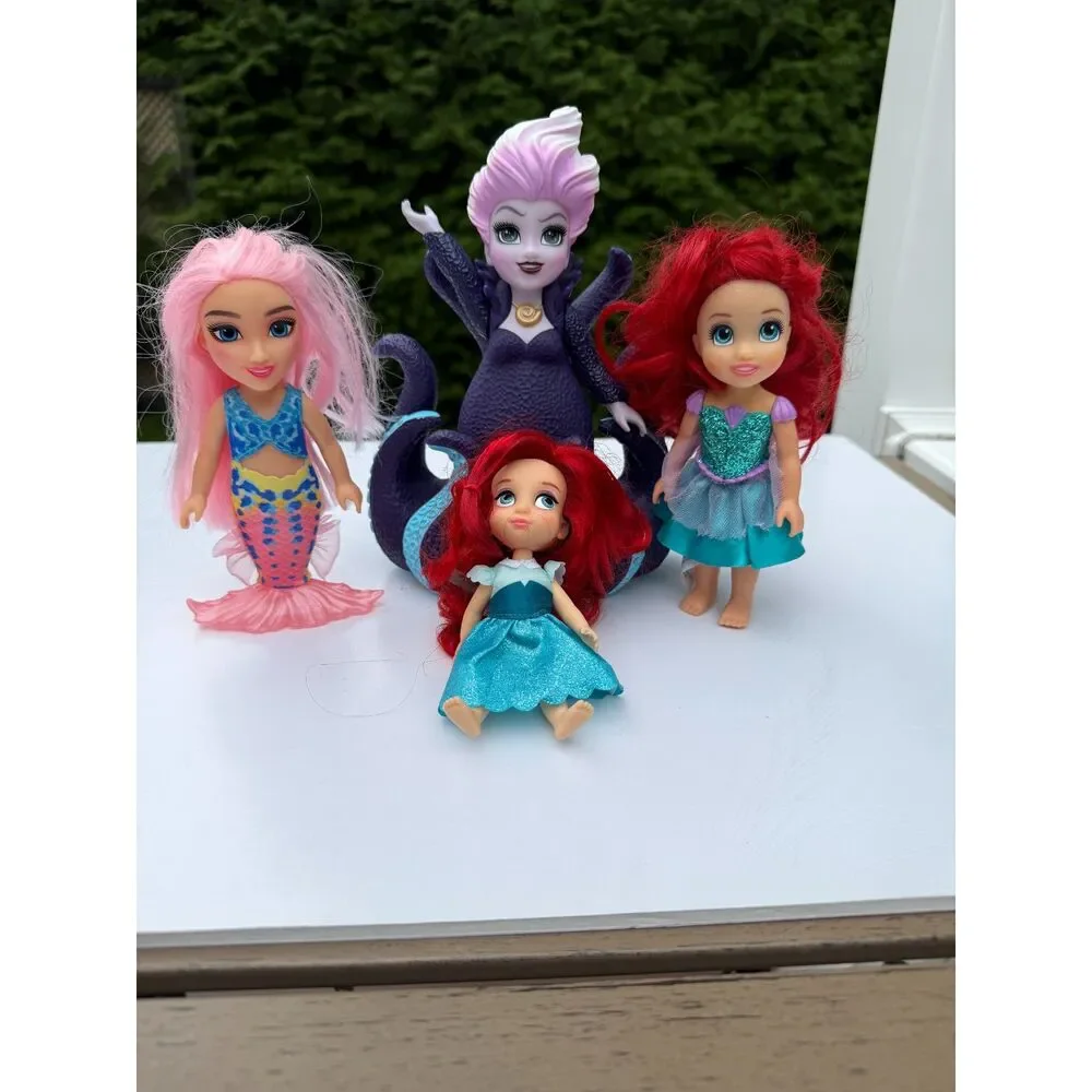 Disney Little Mermaid Doll Lot 4 Ariel Ursula Petite Mermaid Toddler Dolls